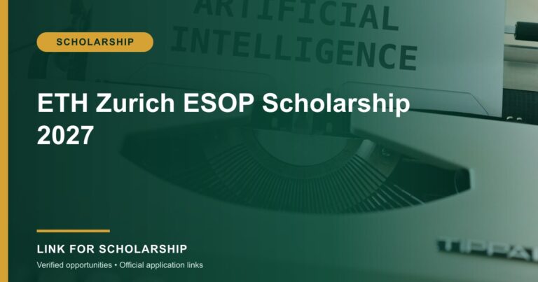 ETH Zurich ESOP Scholarship 2027 opportunity cover