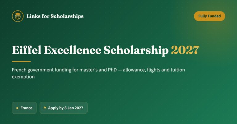 Eiffel Excellence Scholarship 2027 France