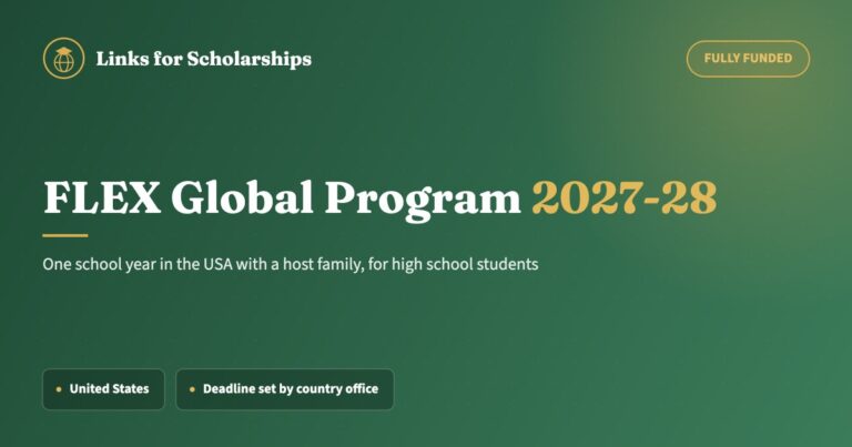 FLEX Global Program 2027-28: fully funded. One school year in the USA with a host family, for high school students.