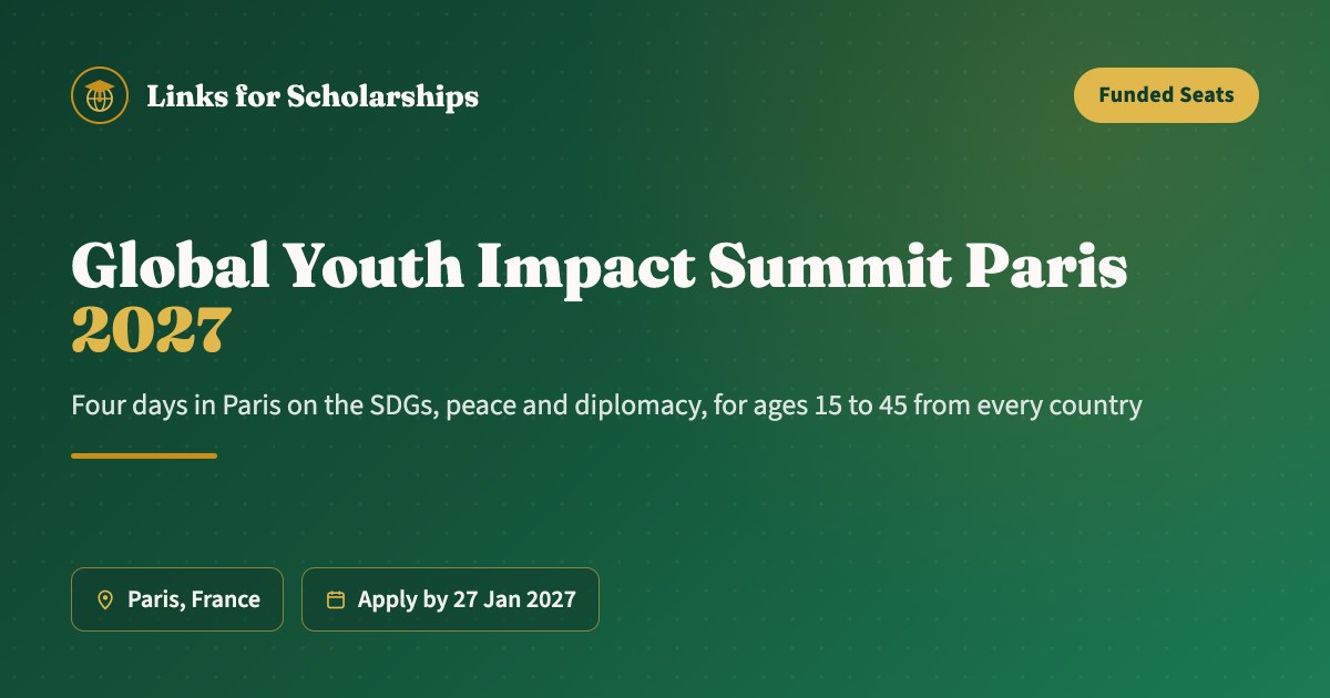 Global Youth Impact Summit Paris 2027, funded seats