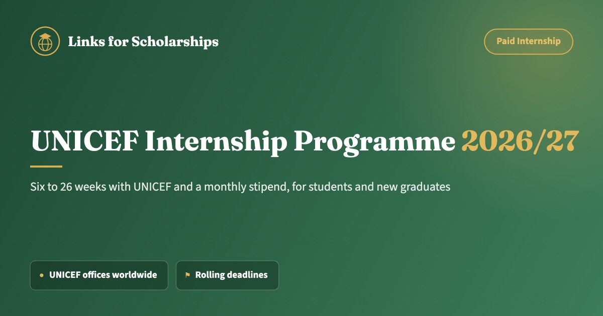 UNICEF Internship Programme 2026/27 cover