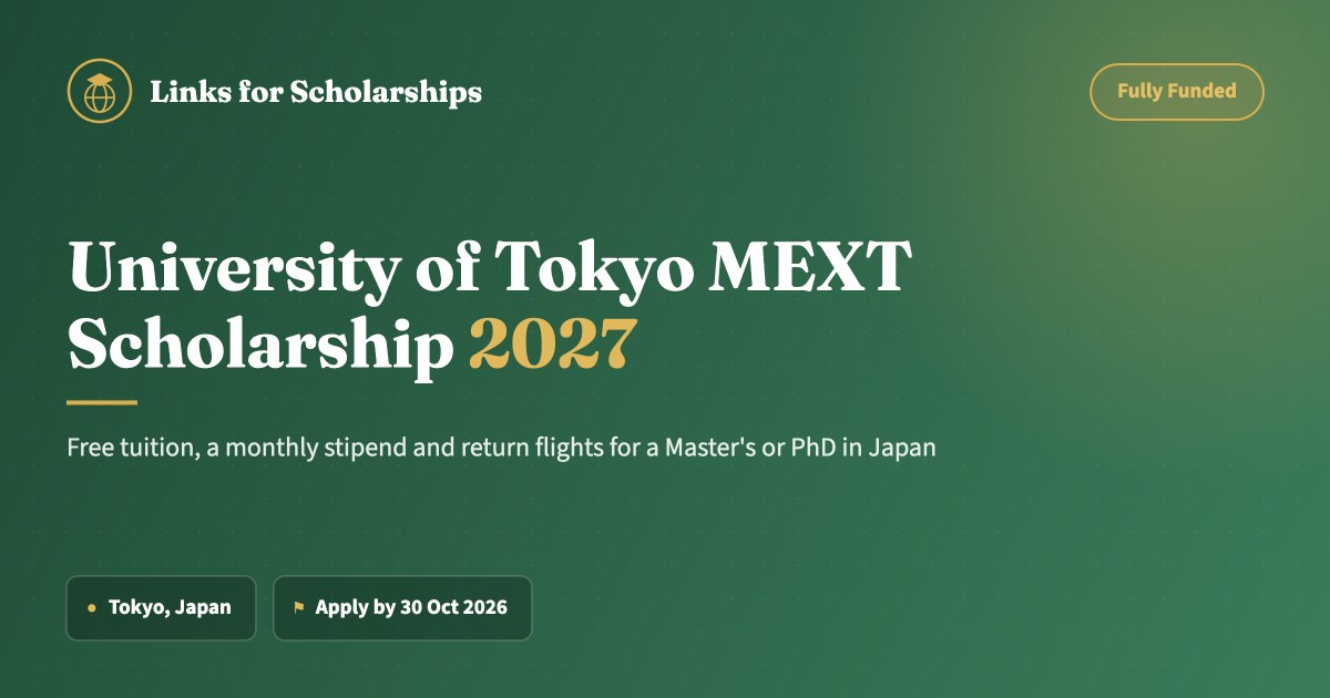 University of Tokyo MEXT Scholarship 2027 cover