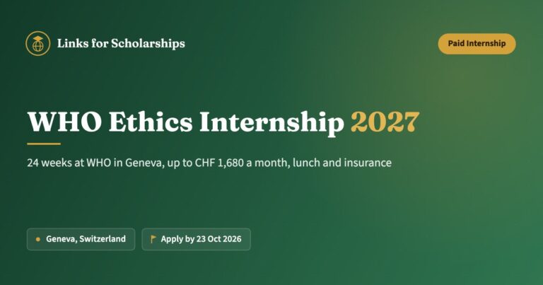 WHO Ethics Internship 2027 Geneva