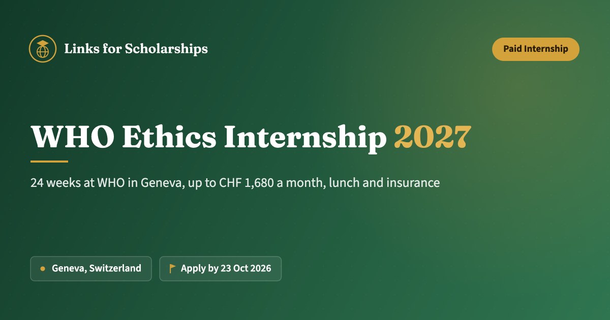 WHO Ethics Internship 2027 Geneva