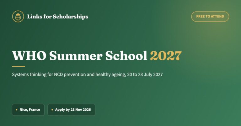 WHO Summer School 2027: free to attend. Systems thinking for NCD prevention and healthy ageing, 20 to 23 July 2027.