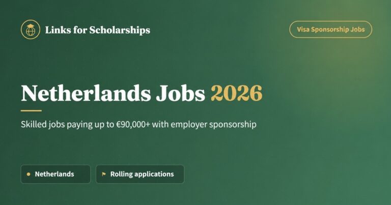 Netherlands jobs with visa sponsorship in 2026, paying up to €90,000 or more