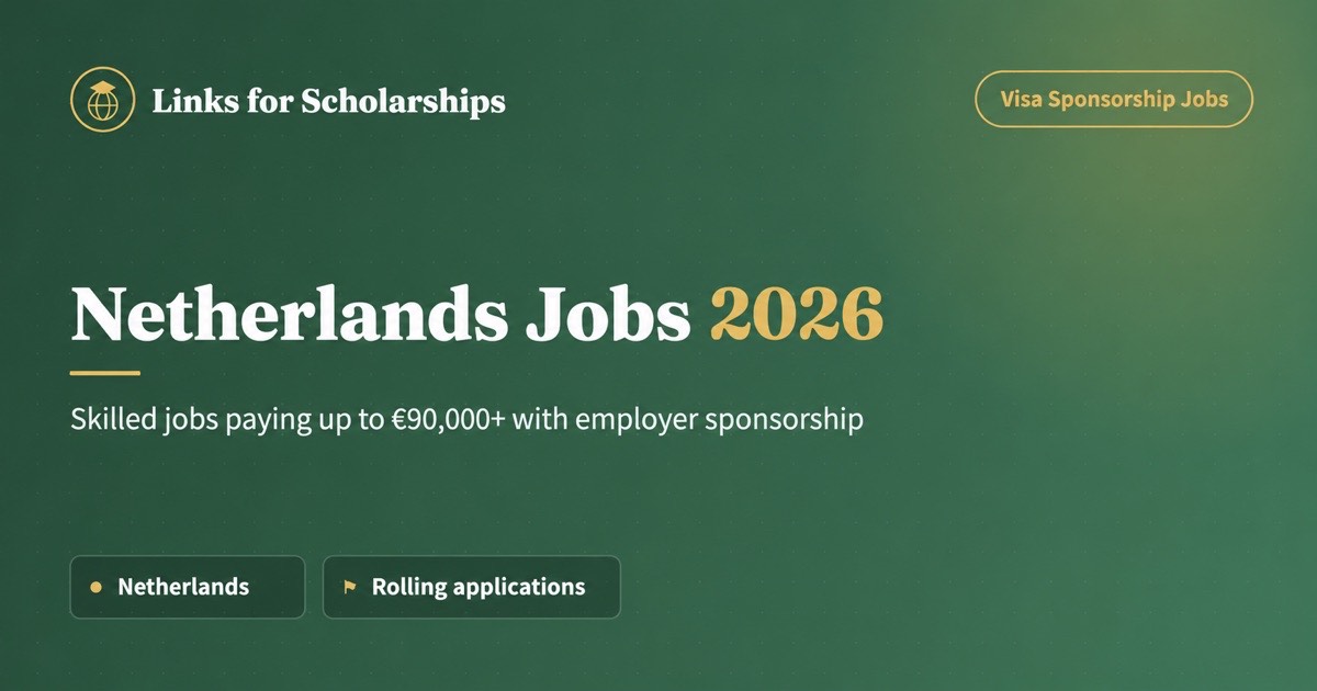 Netherlands jobs with visa sponsorship in 2026, paying up to €90,000 or more